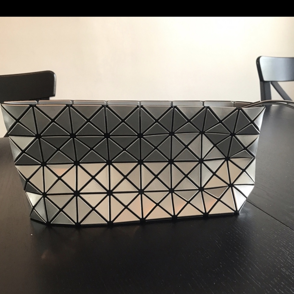 Issye Miyake BaoBao silver clutch